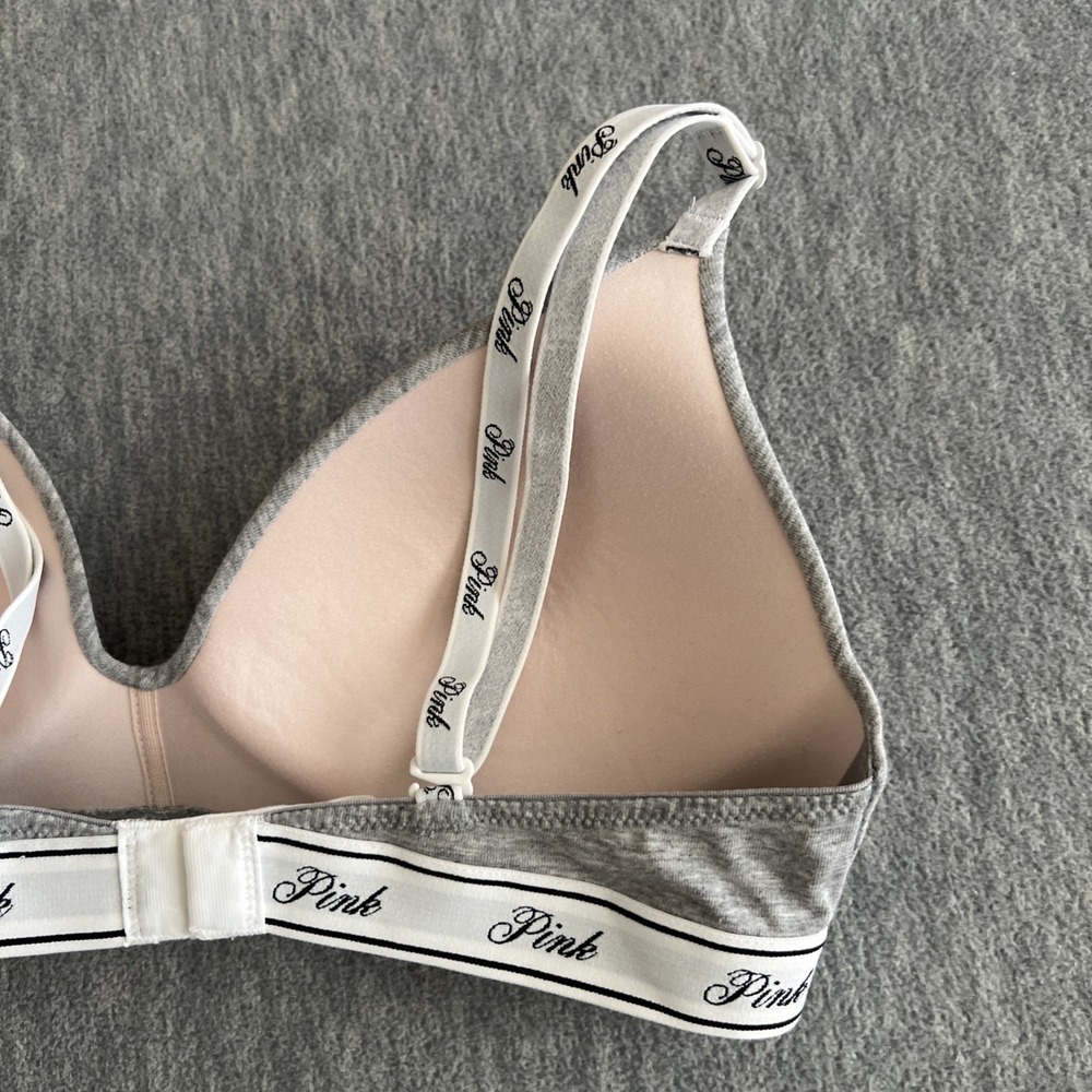 Victoria's Secret PINK Bra 32C Wear Everywhere Wireless Gray Lightly Padded EUC - Picture 7 of 12